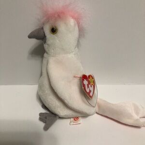 Ty beanie baby collection kuku cockatoo‎ pink and White Plush Bird Toy Charming